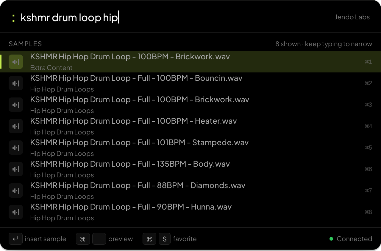 Volta sample search with indexed Ableton libraries
